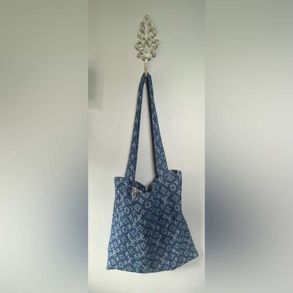 Beautiful hand made LV Denim tote bag